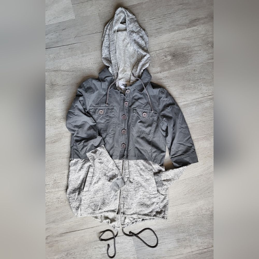 JACK by BB Dakota size XS Dark & Light Gray Hooded Sweater-Jacket